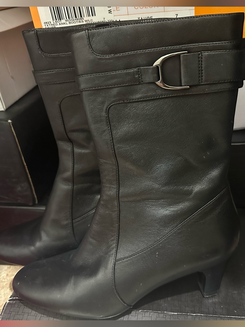 Cole Haan Classic Black Mid-Calf Leather Boots